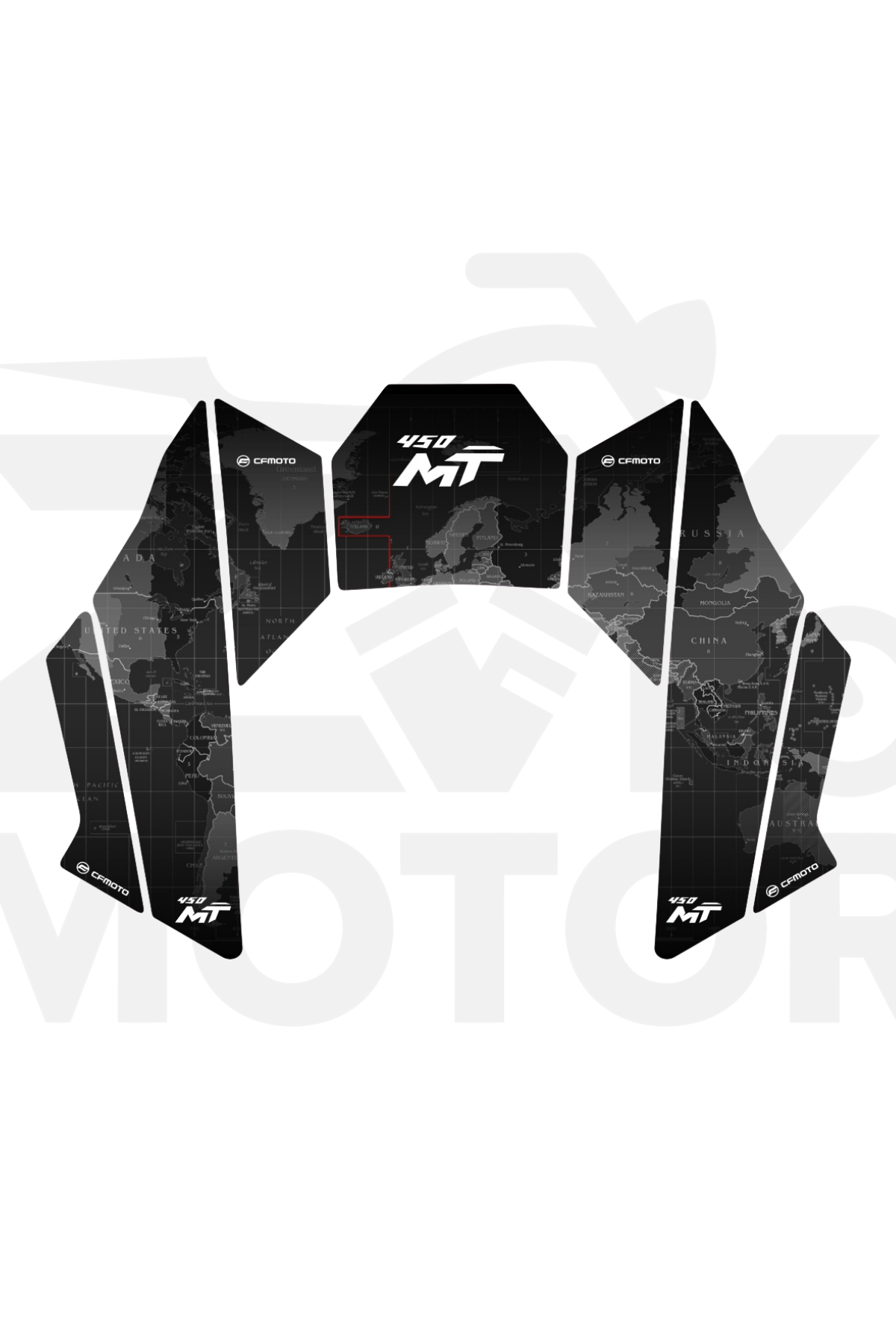 Cf Moto 450Mt Tank Pad (Dünya Haritalı)